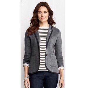 Lands End Twill Cotton Gray Blazer Size 8 EUC